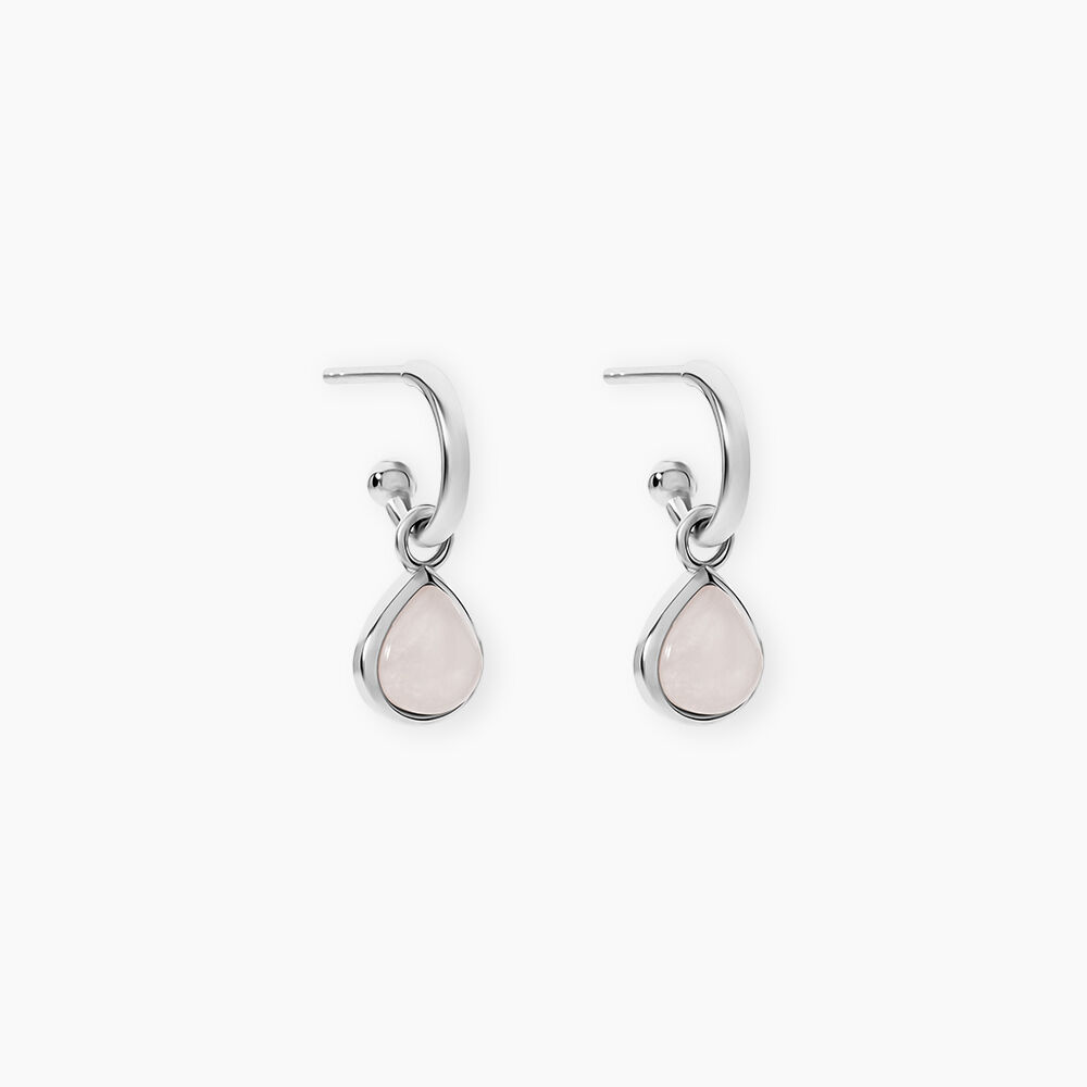 Cr&eacute;oles Tao Argent Blanc Quartz - Boucles d'oreilles pampille Femme | Marc Orian