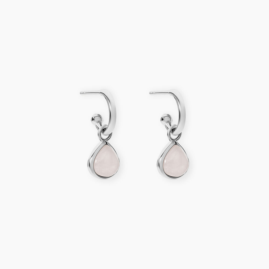 Cr&eacute;oles Tao Argent Blanc Quartz - Boucles d'oreilles pampille Femme | Marc Orian