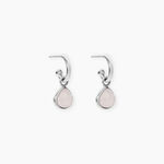 Cr&eacute;oles Tao Argent Blanc Quartz - Boucles d'oreilles pampille Femme | Marc Orian