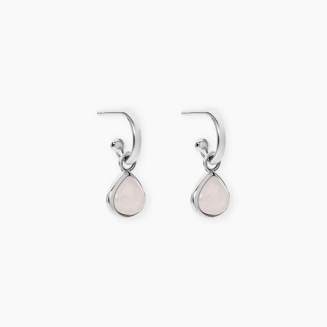 Cr&eacute;oles Tao Argent Blanc Quartz - Boucles d'oreilles pampille Femme | Marc Orian