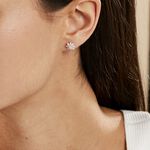 Boucles D'oreilles Puces Lorraine Argent Rose Oxyde De Zirconium - Puces Femme | Marc Orian