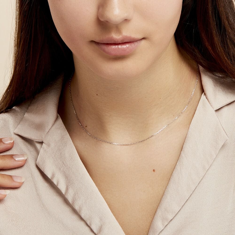 Chaîne Claudine Maille Forçat Argent Blanc - Chaines Femme | Marc Orian