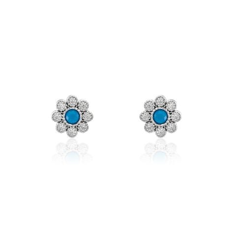 Boucles D'oreilles Puces Aurel Argent Blanc Turquoise Oxyde - Puces Femme | Marc Orian