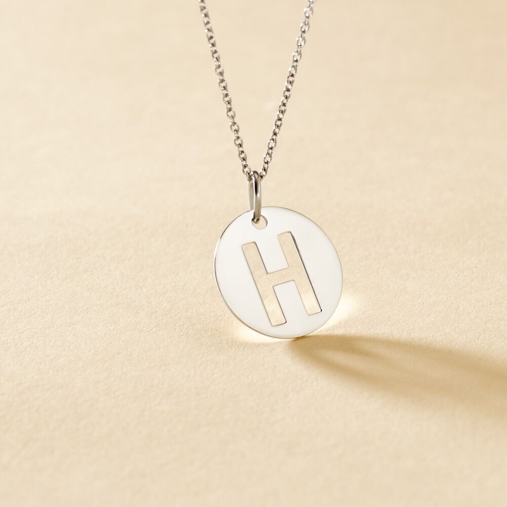 Pendentif Elio H Argent Blanc - Bijoux fantaisie Famille | Marc Orian