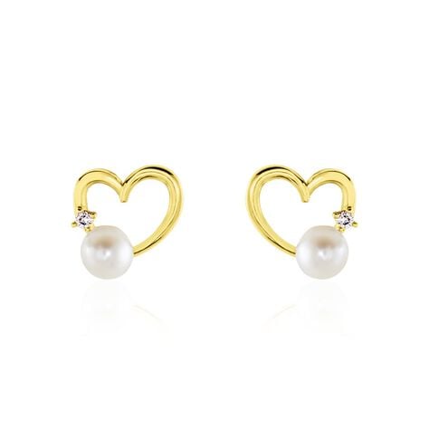 Boucles D'oreilles Puces Or Jaune Fergus Perle De Culture Oxyde - Puces Femme | Marc Orian