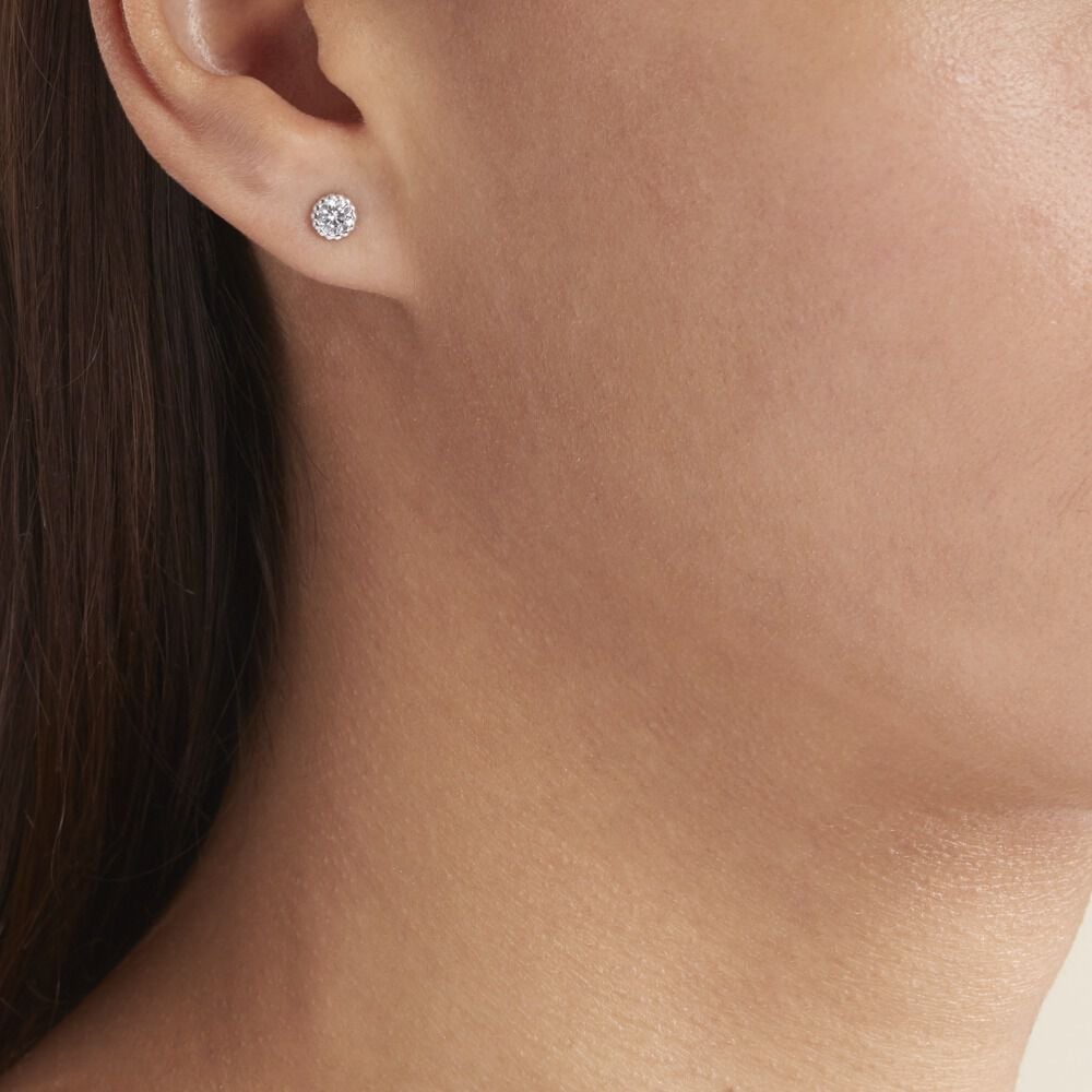 Boucles D'oreilles Puces Kadidia Or Blanc Oxyde De Zirconium - Puces Femme | Marc Orian