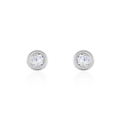 Boucles D'oreilles Puces Eden Serti Pneu Or Blanc Oxyde De Zirconium - Puces Femme | Marc Orian