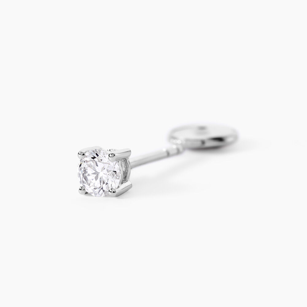 Boucles D'oreilles Puces 4 Griffes Or Blanc Diamant Synthetique - Puces Femme | Marc Orian