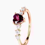 Bague Solitaire Accompagn&eacute; Or Rose Samanta Rhodolite - Bagues avec pierre Femme | Marc Orian