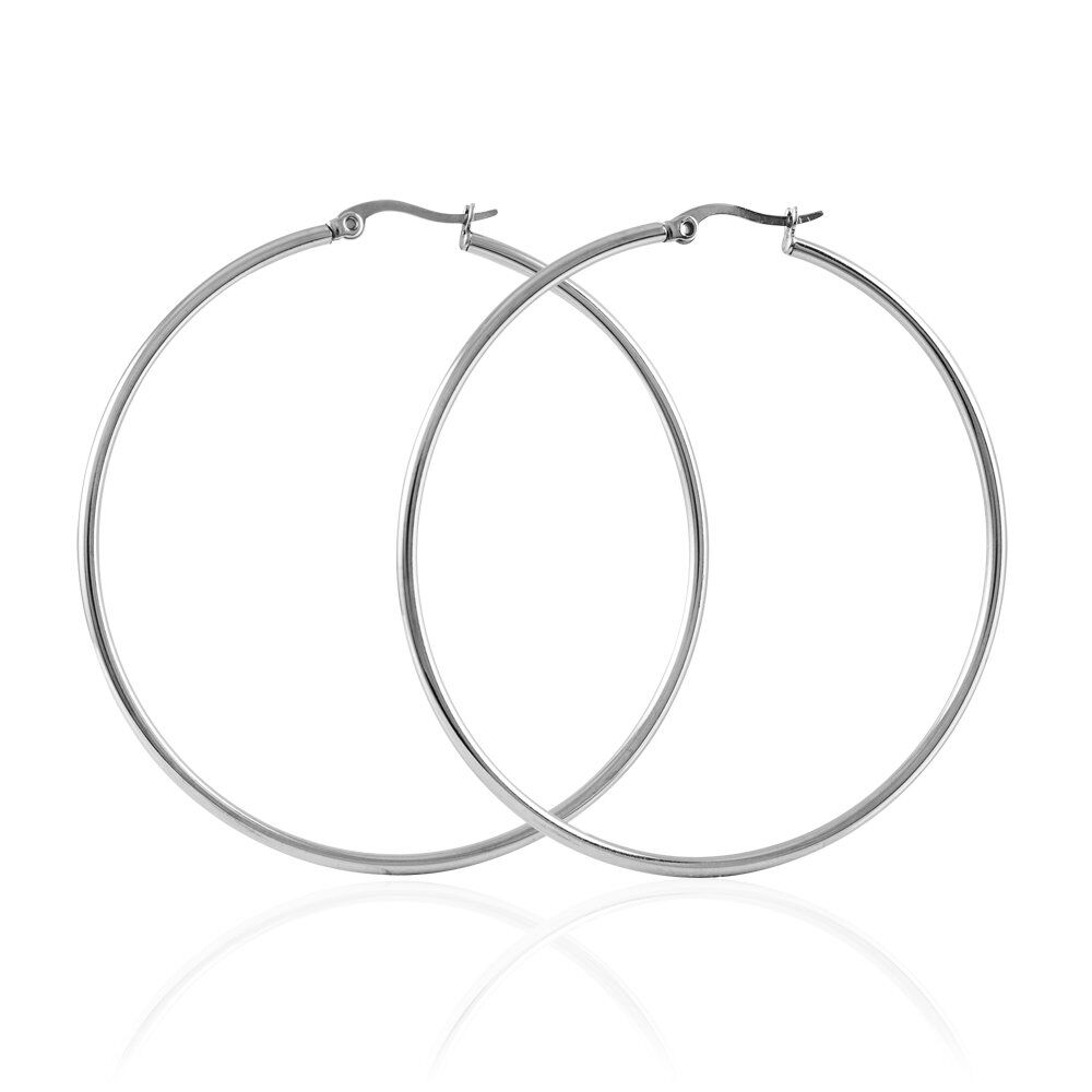 Cr&eacute;oles Carmela Acier Blanc - Grosses cr&eacute;oles Femme | Marc Orian