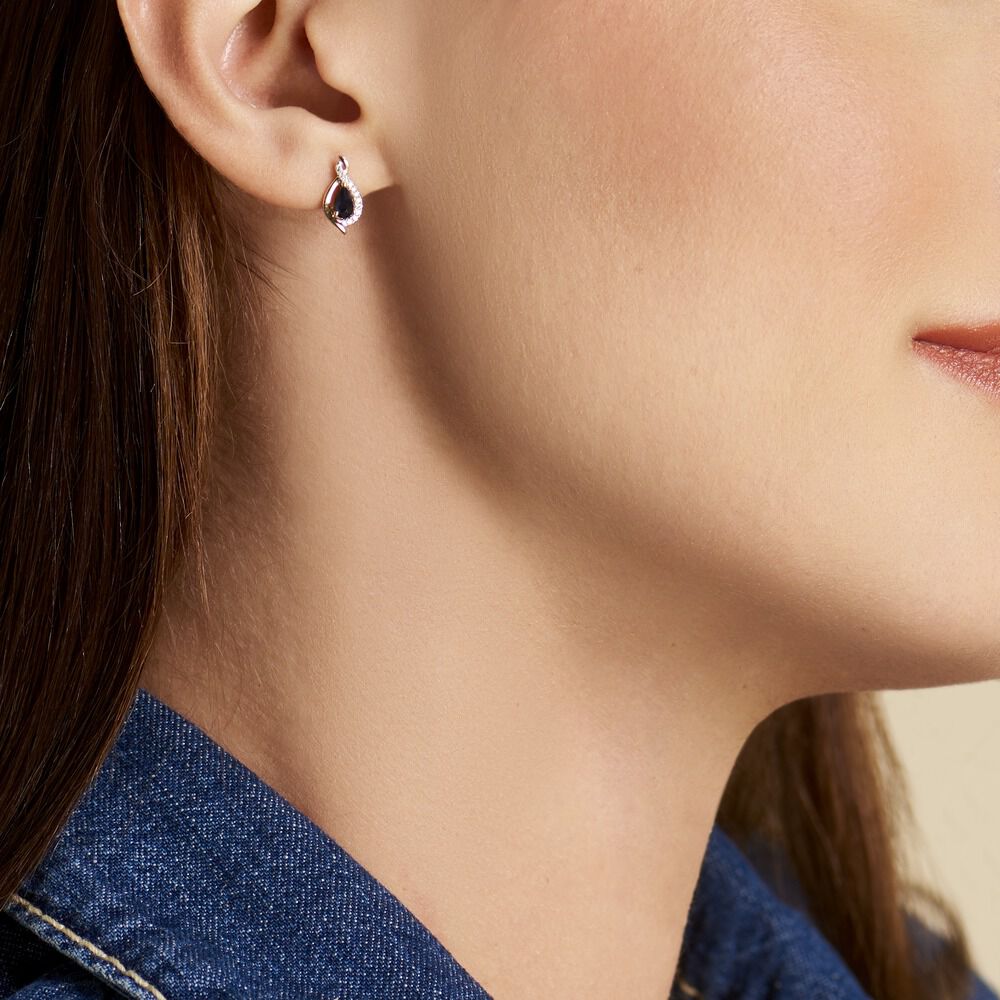 Boucles D'oreilles Puces Or Jaune Angelika Saphir - Puces Femme | Marc Orian