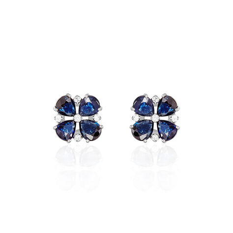 Boucles D'oreilles Puces Or Laura Blanc Saphir Et Diamant - Boucles d'oreilles pierres précieuses Femme | Marc Orian
