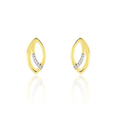 Boucles D'oreilles Or Jaune Svena Diamant - Puces Femme | Marc Orian
