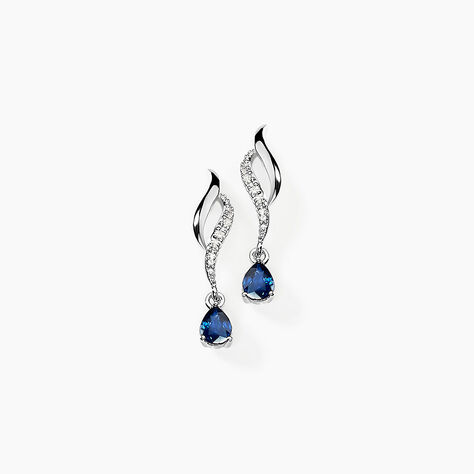 Boucles D'oreilles Puces Nolia Or Blanc Saphir Et Diamant - Boucles d'oreilles pierres précieuses Femme | Marc Orian