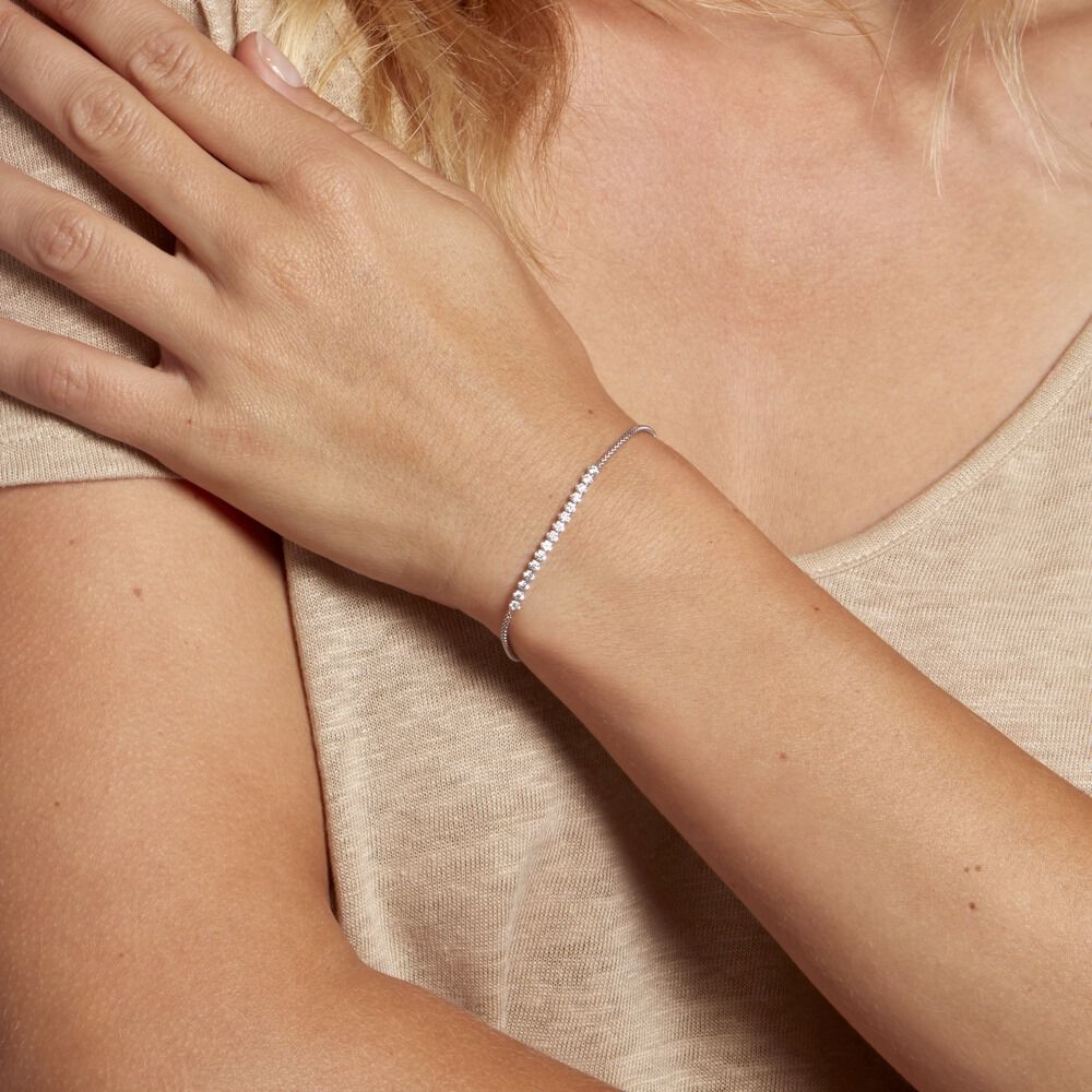 Bracelet Sidney Argent Blanc Oxyde De Zirconium Et Olivine - Bracelets chaînes Femme | Marc Orian