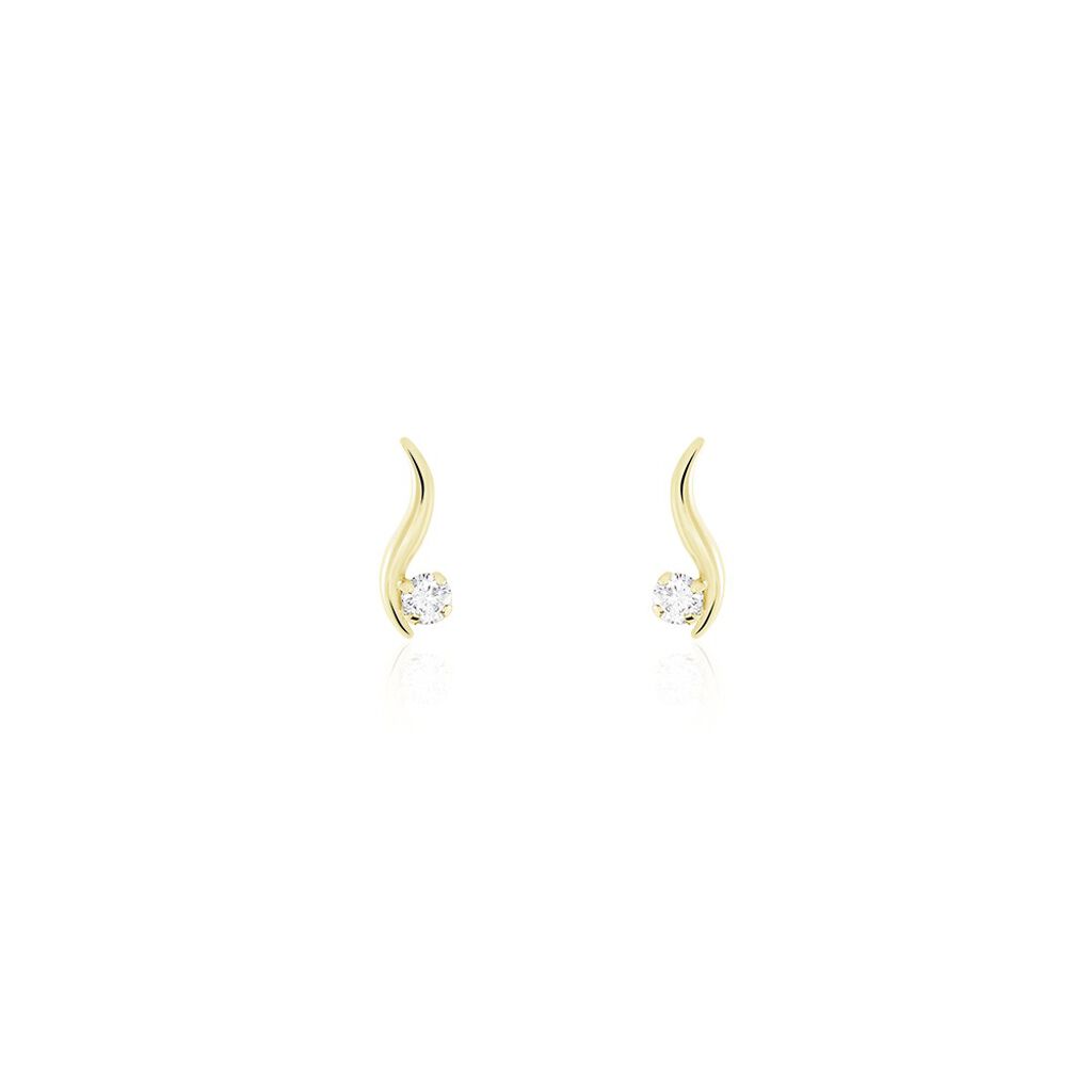 Boucles D'oreilles Puces Beryl Virgule Or Jaune Oxyde De Zirconium - Puces Femme | Marc Orian