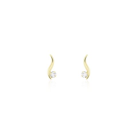Boucles D'oreilles Puces Beryl Virgule Or Jaune Oxyde De Zirconium - Puces Femme | Marc Orian