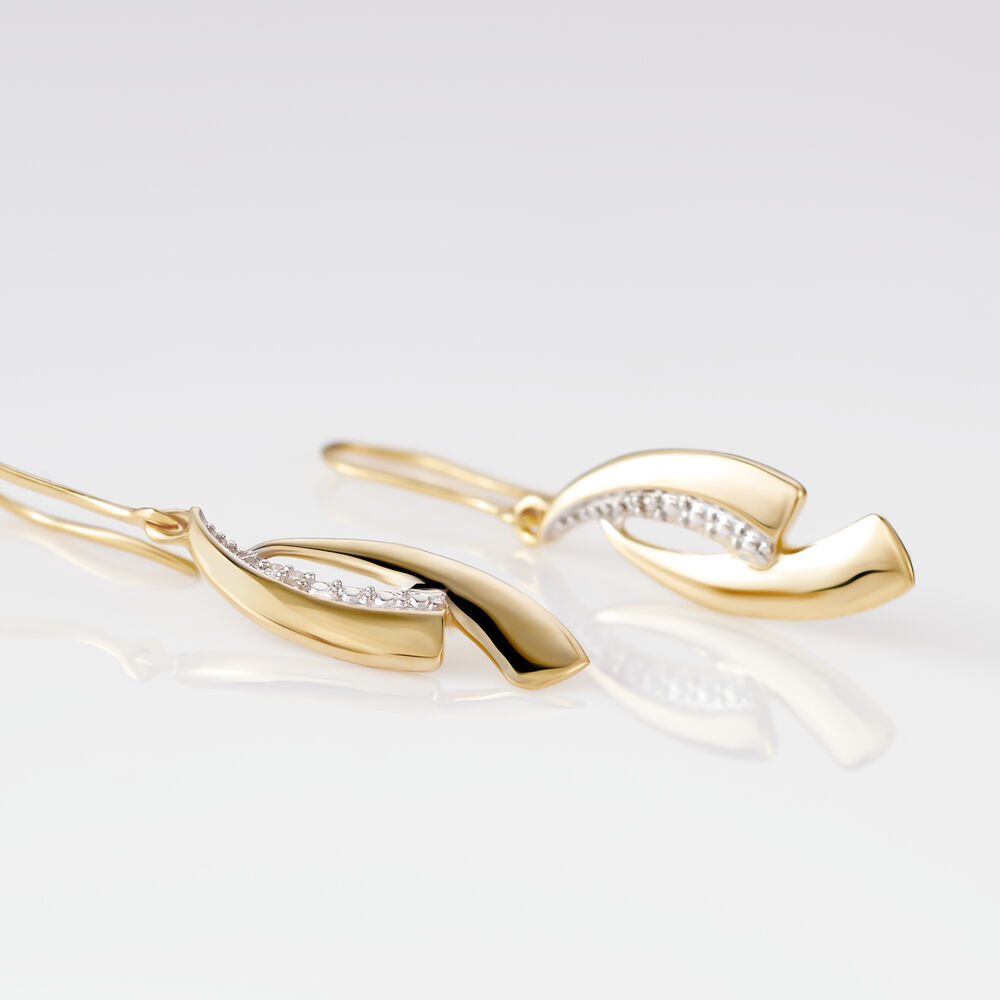 Boucles D'oreilles Pendantes Aube Or Bicolore Diamant - Pendantes Femme | Marc Orian