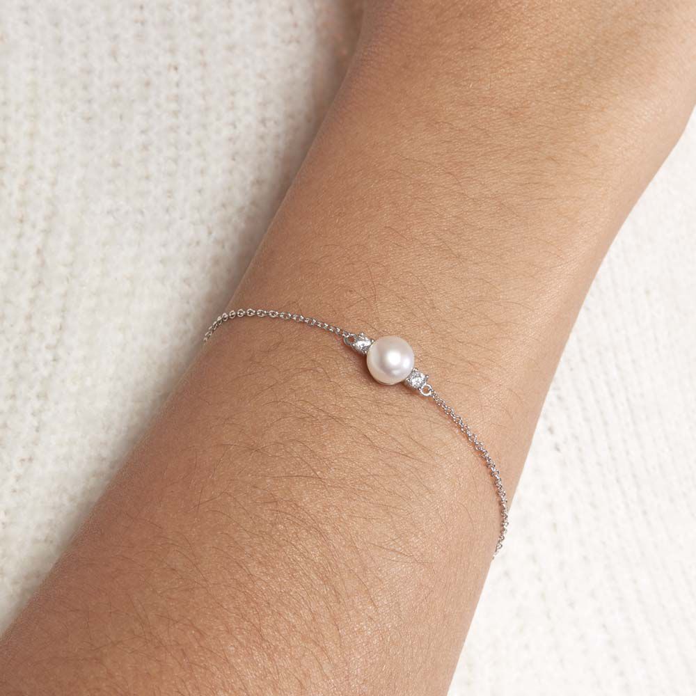 Bracelet Sari Argent Blanc Perle De Culture Et Oxyde De Zirconium - Bracelets chaînes Femme | Marc Orian