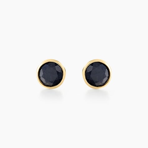 Boucles D'oreilles Puces Edy Serti Clos Or Jaune Saphir - Puces Femme | Marc Orian