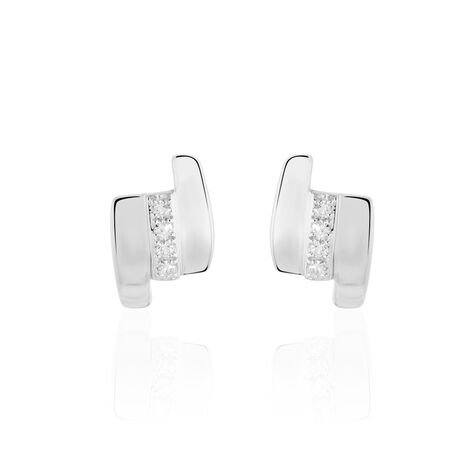 Boucles D'oreilles Puces Dolene Or Blanc Diamant - Clous d'oreilles Femme | Marc Orian