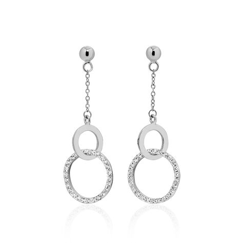 Boucles D'oreilles Pendantes Dita Argent Blanc Oxyde De Zirconium - Pendantes Femme | Marc Orian
