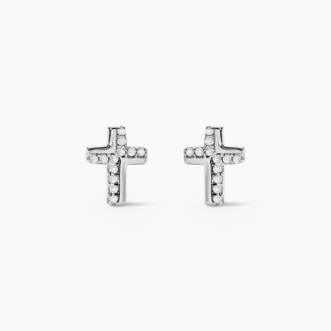 Boucles D'oreilles Puces Lola-rose Argent Blanc Oxyde De Zirconium - Puces Femme | Marc Orian