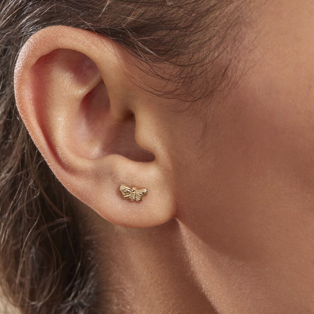 Boucles D'oreilles Puces Bartholomee Papillon Or Jaune - Puces Famille | Marc Orian