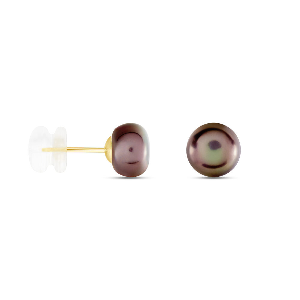Boucles D'oreilles Puces Micaelle Teintees Or Jaune Perle De Culture - Boucles d'oreilles mariage Femme | Marc Orian