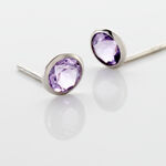 Boucles D'oreilles Puces Edy Serti Clos Or Blanc Amethyste - Puces Femme | Marc Orian