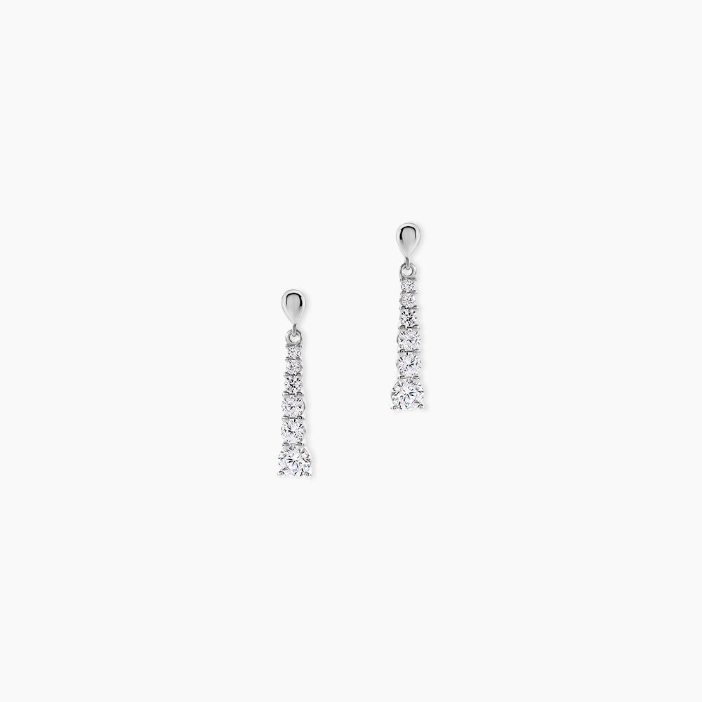 Boucles D'oreilles Pendantes Dervla Argent Rhodi&eacute; Oxyde De Zirconium - Pendantes Femme | Marc Orian