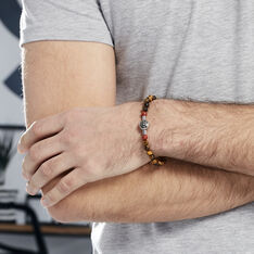 Bracelet Houria Acier Blanc Pierre De Synthese Et Olivine - Bracelets Homme | Marc Orian