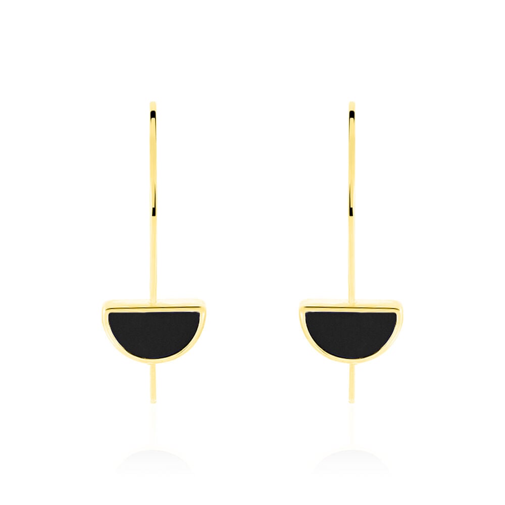 Boucles D'oreilles Pendantes Florica Or Jaune Onyx - Pendantes Femme | Marc Orian