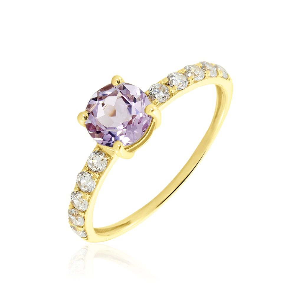 Bague Or Jaune Monroe Amethyste Oxydes De Zirconium - Bagues pierres fines Femme | Marc Orian