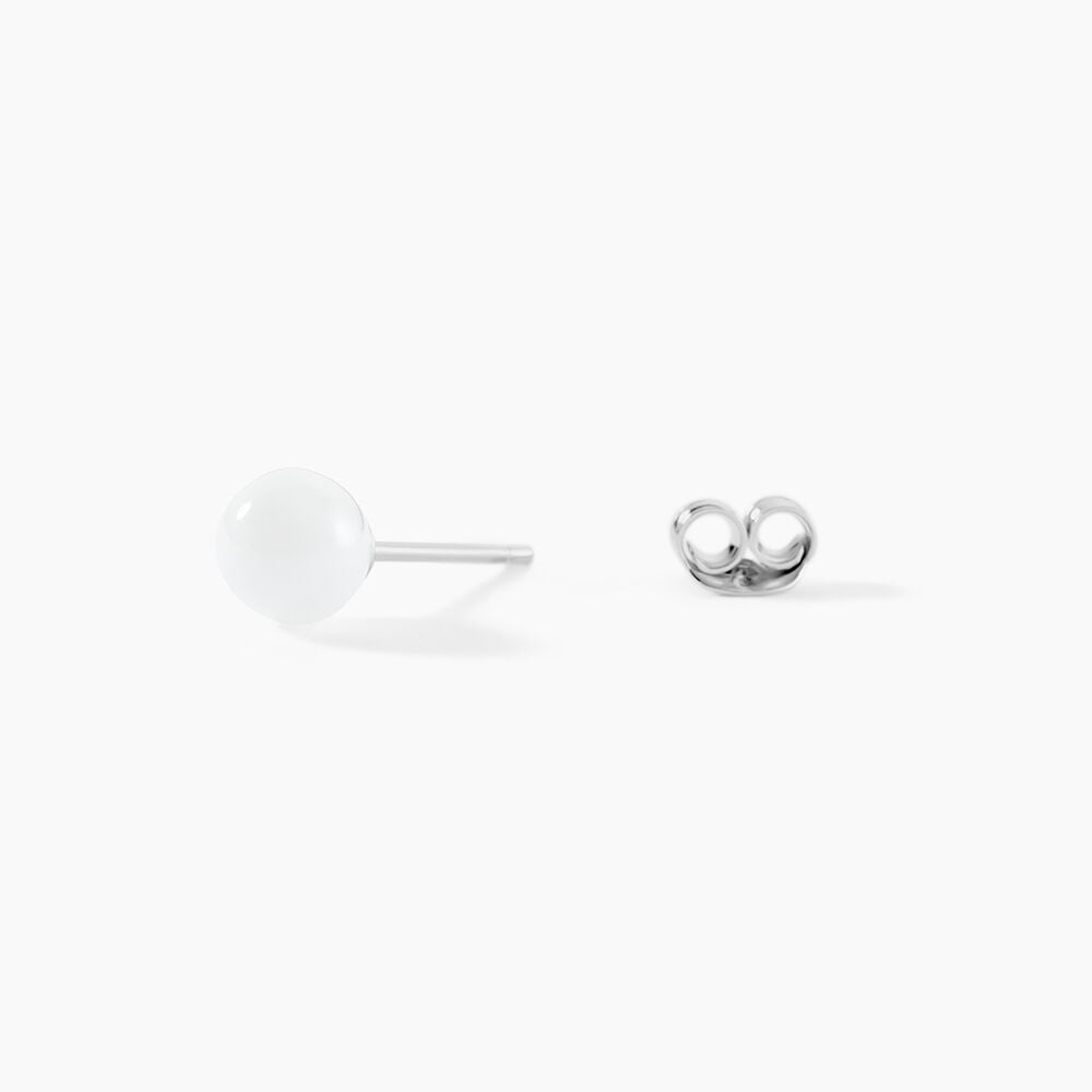 Boucles D'oreilles Puces Solene Argent Blanc C&eacute;ramique - Puces Femme | Marc Orian