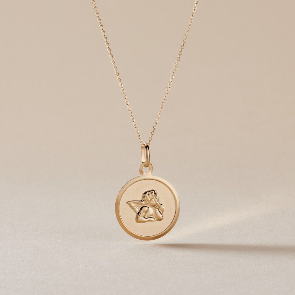 Pendentif Ange Rond Or Jaune - M&eacute;dailles et m&eacute;daillons Famille | Marc Orian