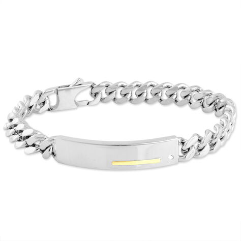 Bracelet Identité Adoline Acier Blanc Diamant - Gourmettes Homme | Marc Orian