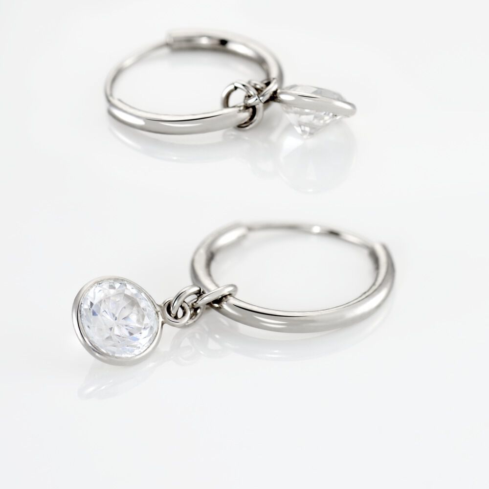 Créoles Argent Blanc Lehunnus Oxyde De Zirconium - Créoles Femme | Marc Orian