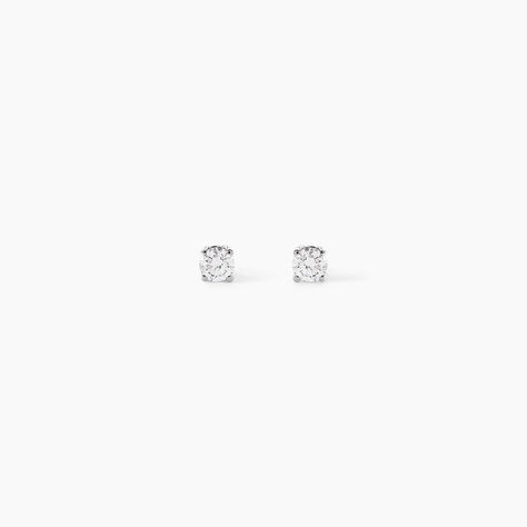 Boucles D'oreilles Puces Or Blanc Victoria Diamants - Puces Femme | Marc Orian