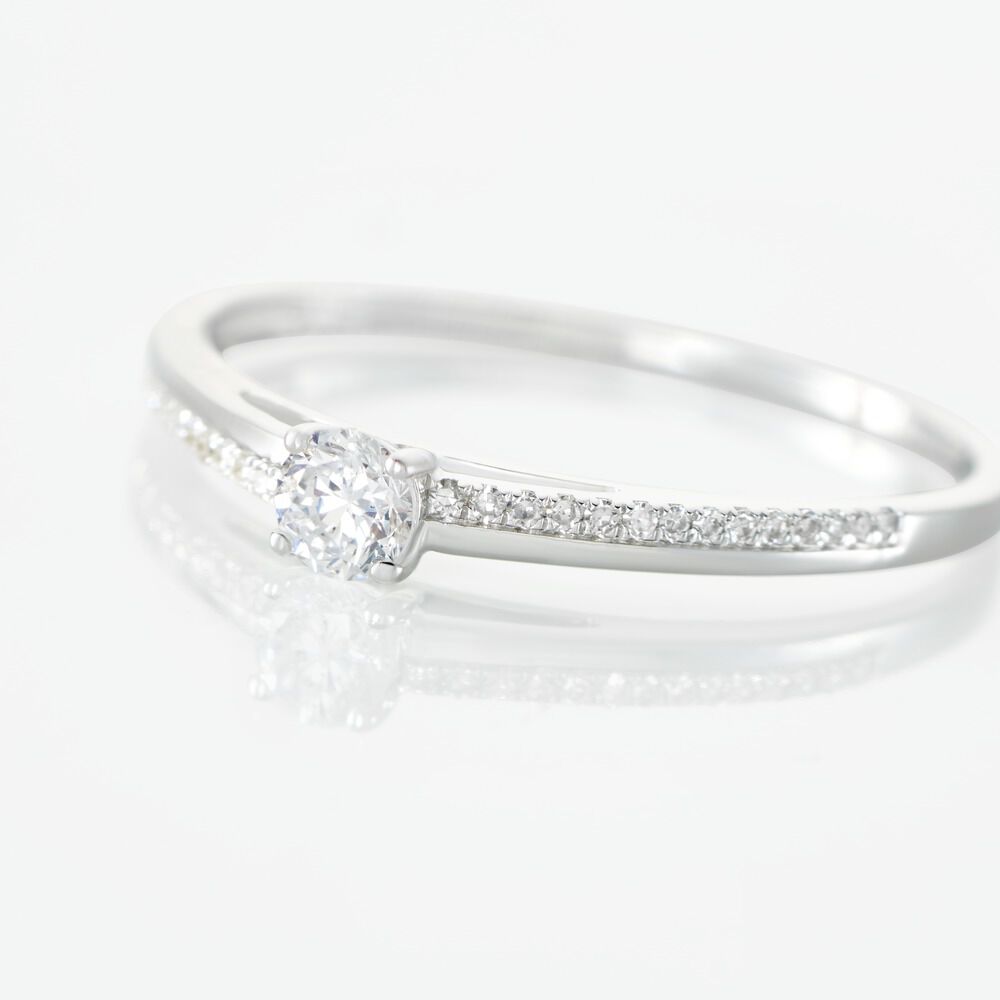 Bague Solitaire Alexandra Or Blanc Diamant - Parures de mariage Femme | Marc Orian