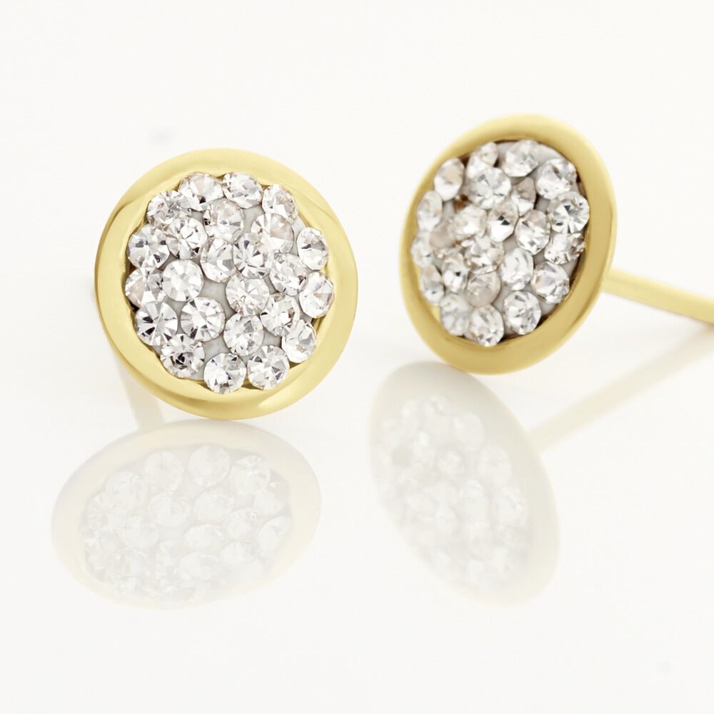 Boucles D'oreilles Puces Edmee Cercle 0 Or Jaune Strass - Puces Femme | Marc Orian