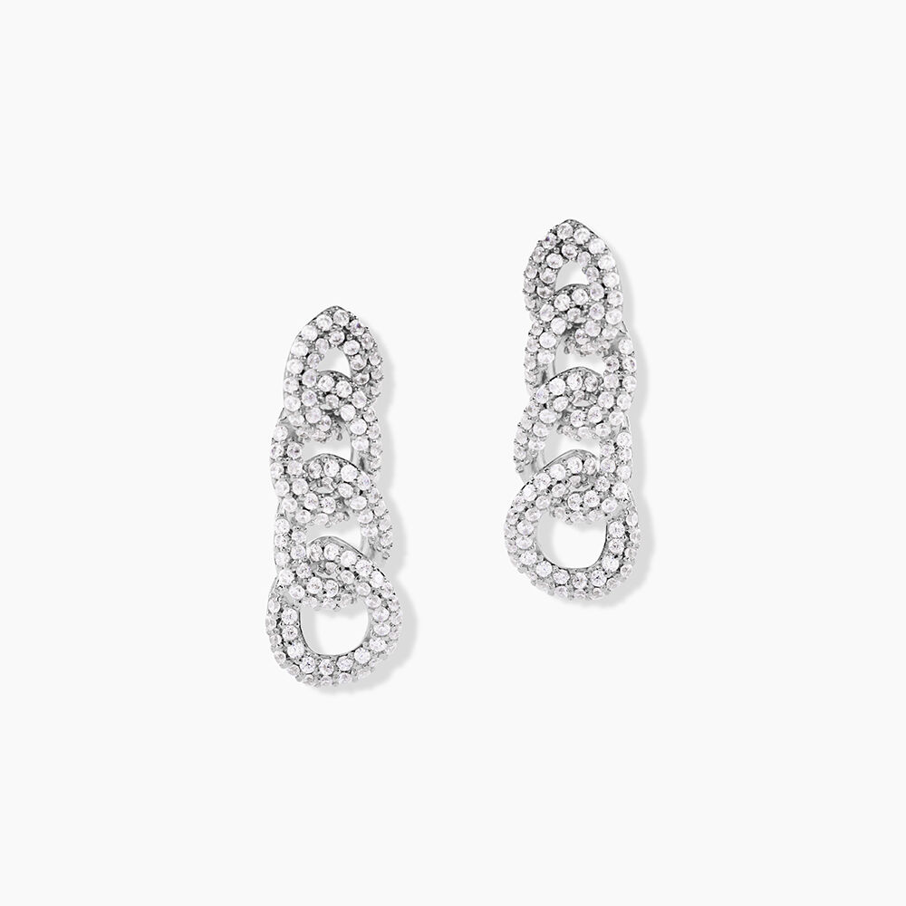 Boucles D'Oreilles Pendantes Madame Argent Blanc Oxyde De Zirconium - Pendantes Femme | Marc Orian