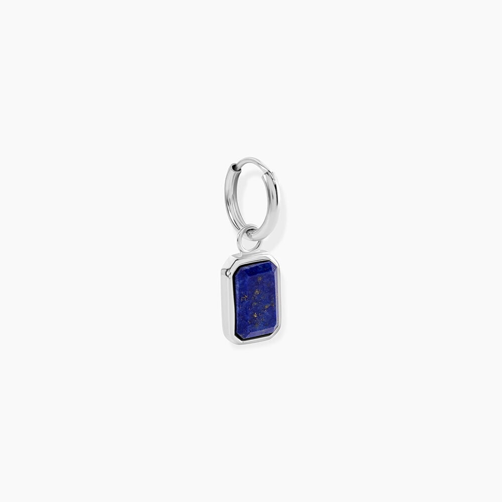 Cr&eacute;oles Stones Argent Blanc Lapis Lazuli - Boucles d'oreilles pampille Homme | Marc Orian