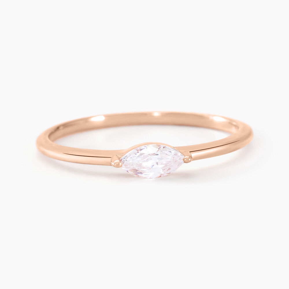 Bague Navette Argent Rose Oxyde De Zirconium - Solitaires Femme | Marc Orian
