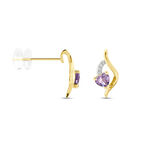 Boucles D'oreilles Puces Silucia Or Jaune Am&eacute;thyste Oxyde De Zirconium - Puces Femme | Marc Orian