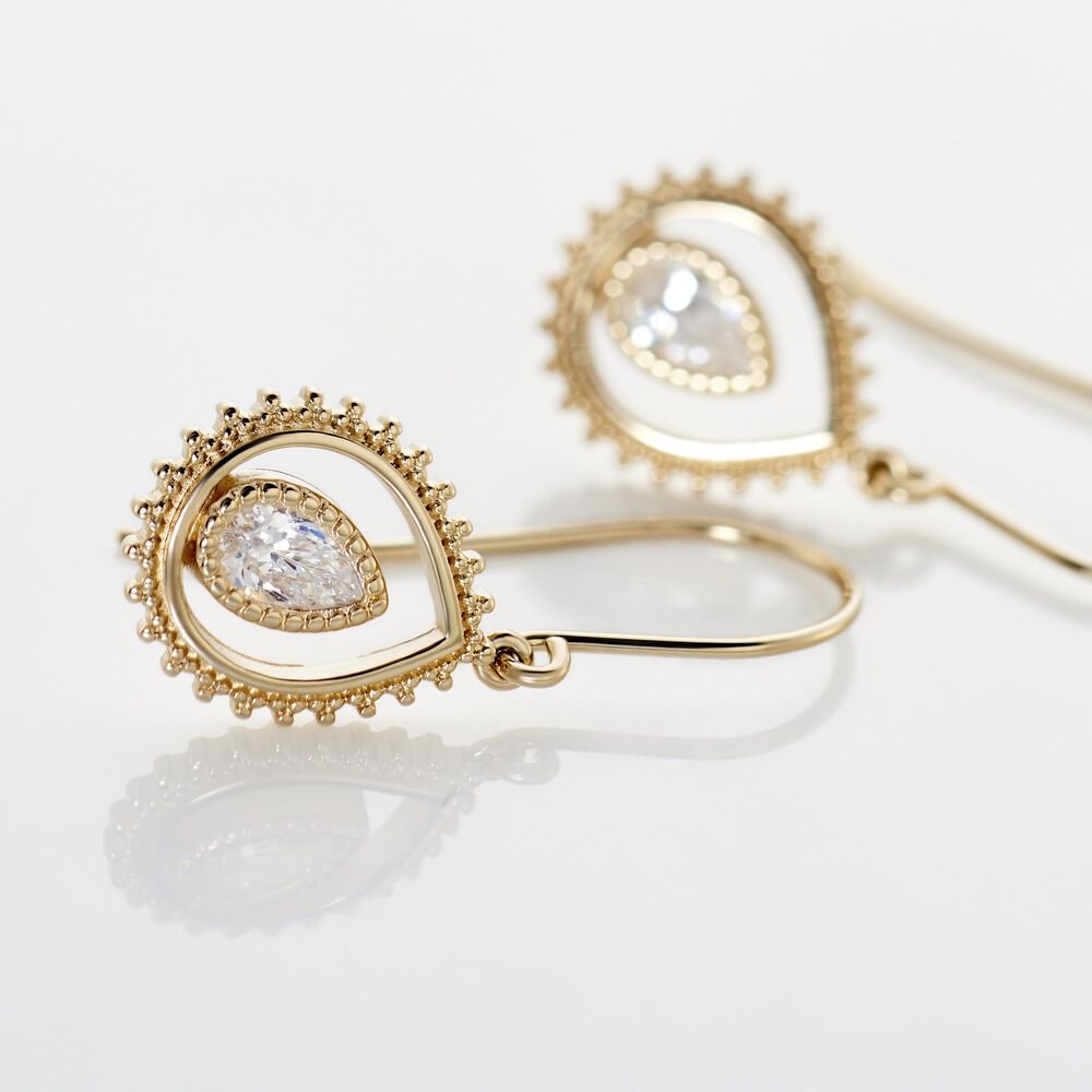 Boucles D'oreilles Pendantes Plaqué Or Lauro Oxydes De Zirconium - Pendantes Femme | Marc Orian