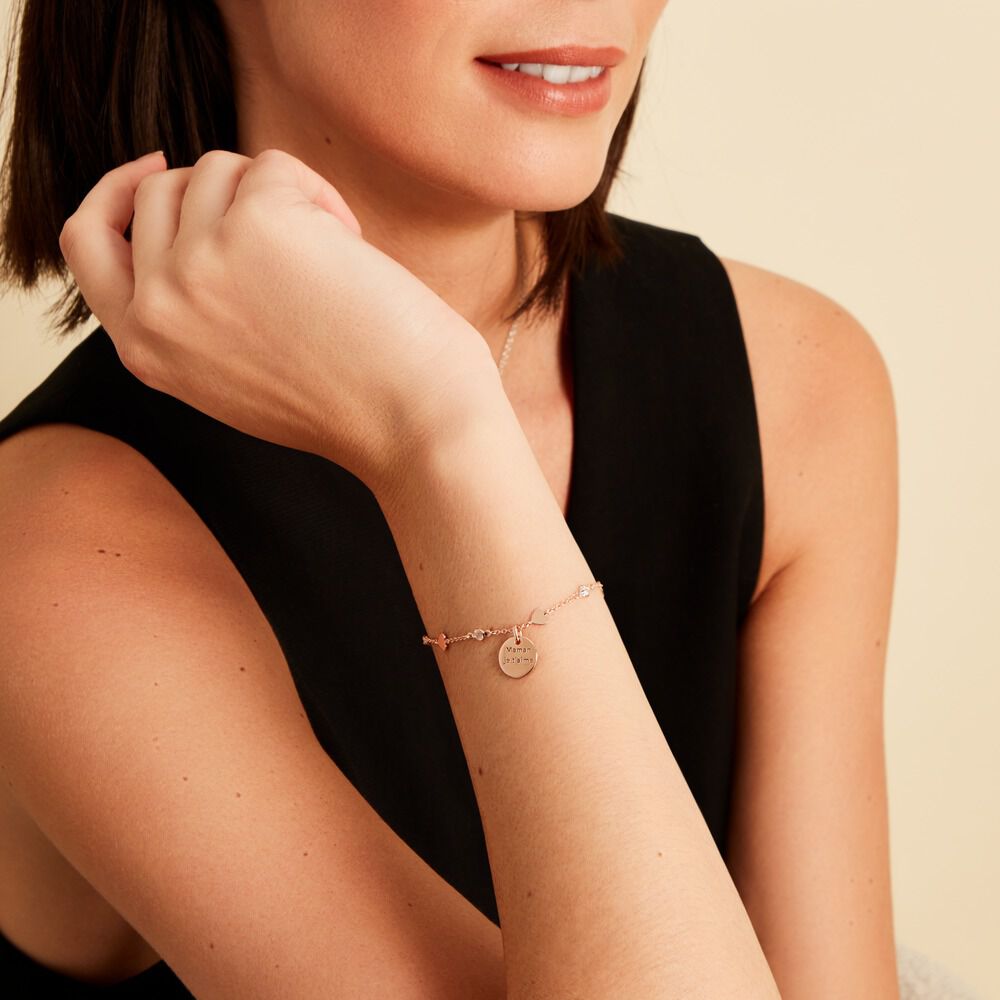 Bracelet Nueva Argent Rose Oxyde De Zirconium - Bracelets Medailles Femme | Marc Orian