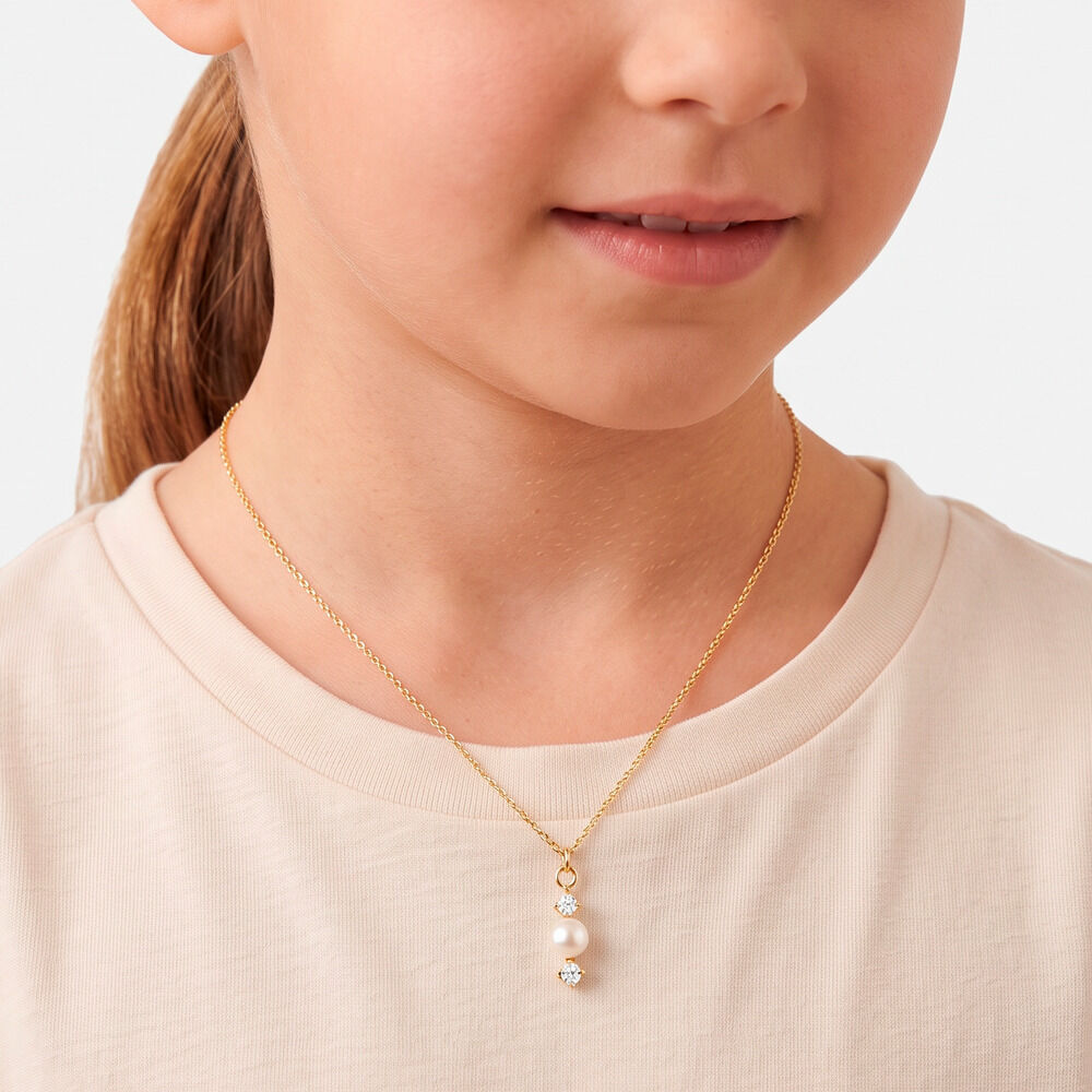Collier Or Jaune Audrea Perle De Culture Oxydes De Zirconium - Colliers avec pierres Enfant | Marc Orian