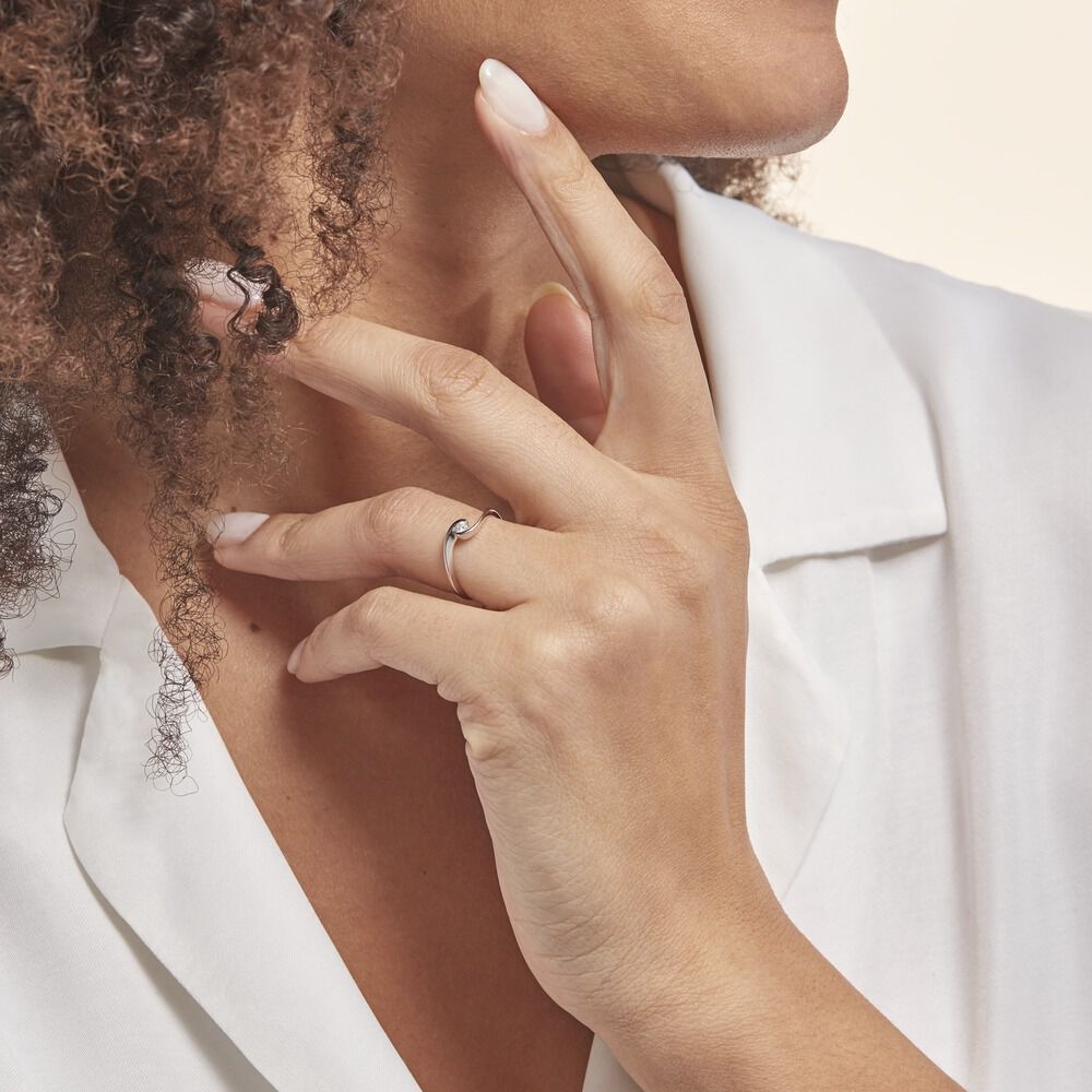 Bague Solitaire Vrille Or Blanc Diamant - Parures de mariage Femme | Marc Orian