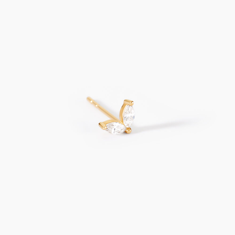 Boucles D'Oreilles Puces Solvej Or Jaune Oxyde De Zirconium - Puces Femme | Marc Orian